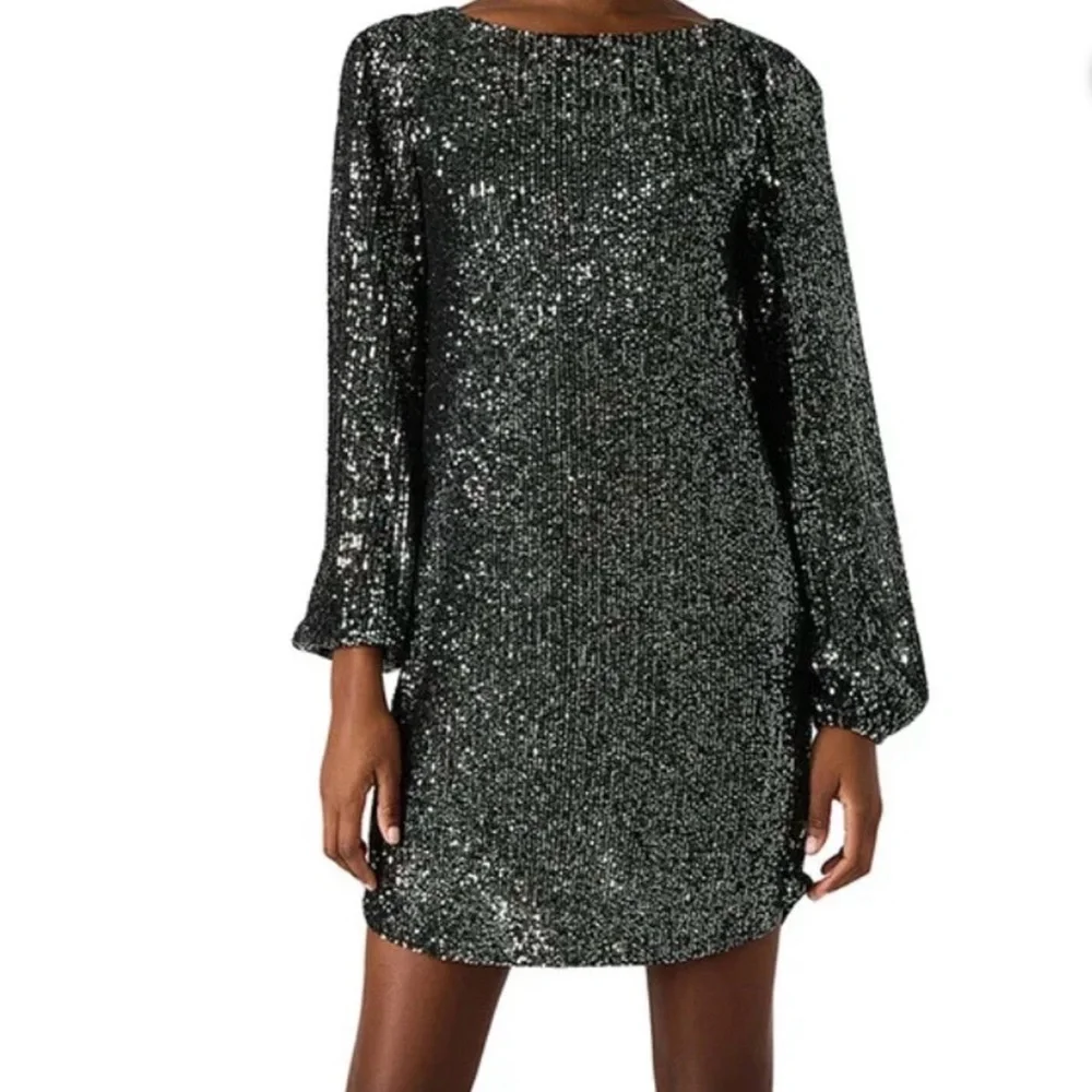 Steve Madden Women’s Sequin Cocktail Mini Dress - Silver & Black - Small NWT - Picture 2 of 12